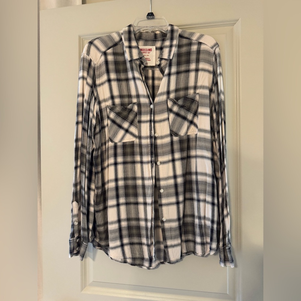 Mossimo Supply Co. Black and White Plaid Shirt